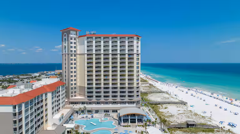 Hilton Pensacola Beach beachfront hotel view